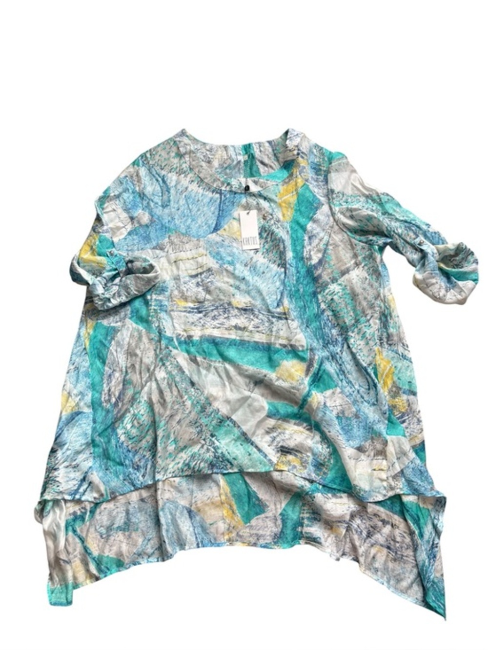 NWT KAKTUS abstract, multi-tonal  print tunic blouse size 3X